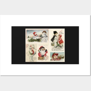 Vintage Christmas Postcard Collage Posters and Art